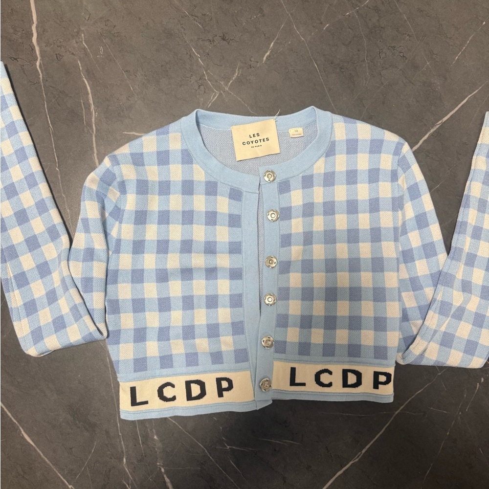 Les Coyotes Kids Blue and White Checkered Button Down Shirt